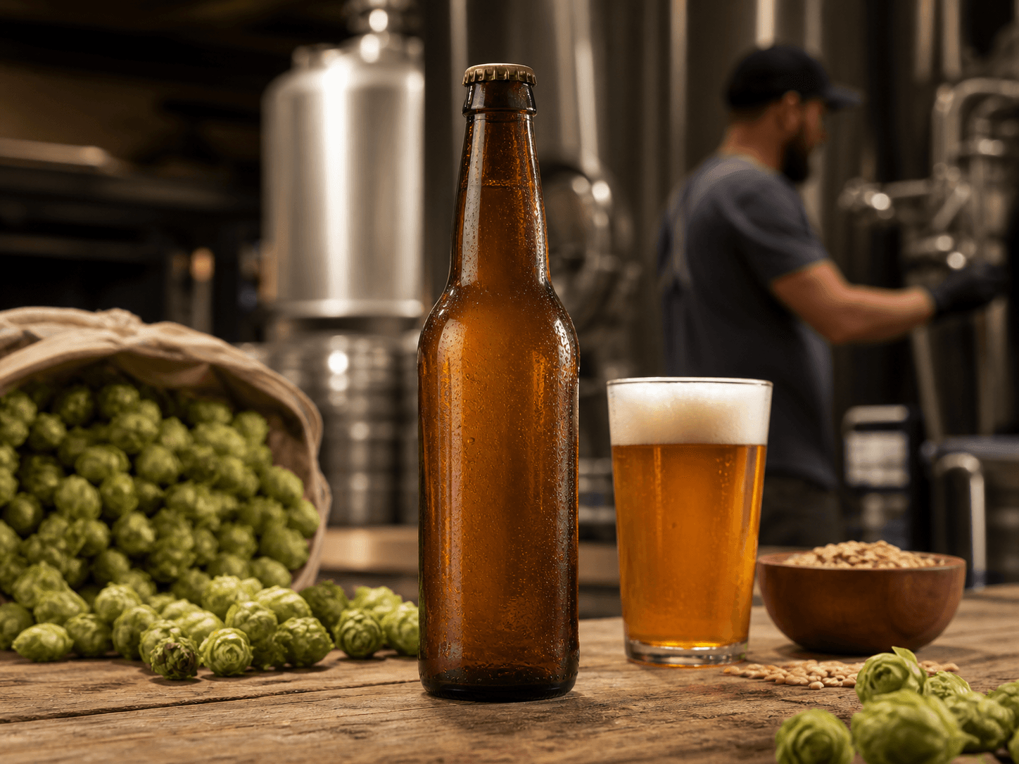Amber Craft Beer Bottle used for ipas and heavily hopped beers in a hop-forward styles setting