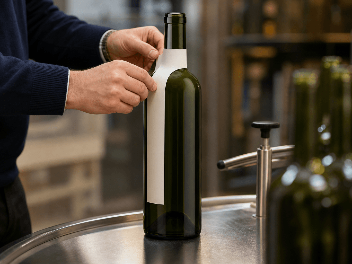 Bordeaux Bottle used for labels running from neck to body in a premium releases setting