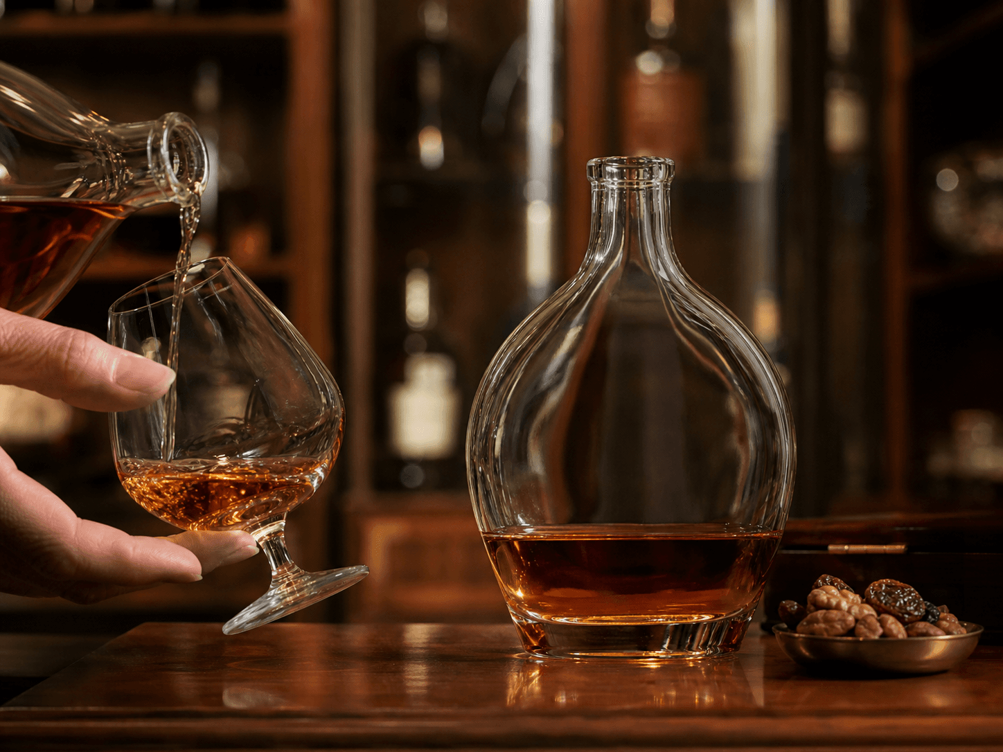 Brandy / Cognac Bottle used for bottles that anchor a spirits shelf in a cognac and brandy setting