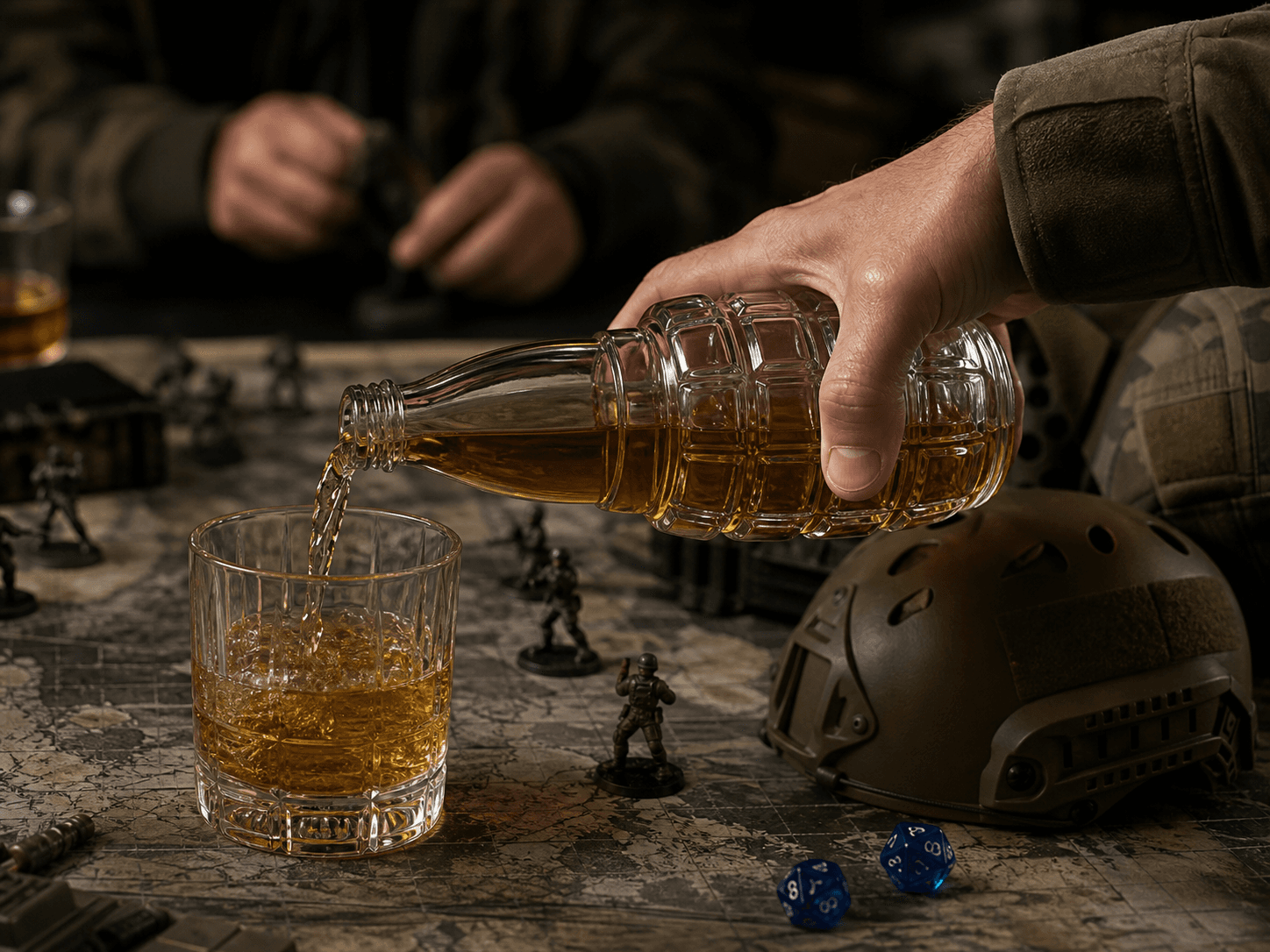 Bullet / Grenade Bottle used for military, gaming & tie-in editions in a themed release setting