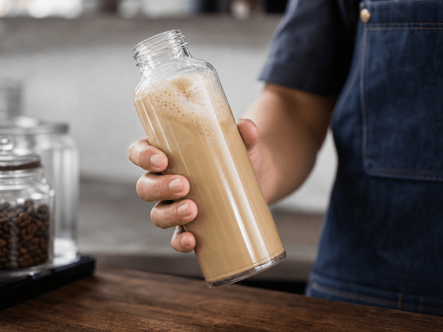 Cold Brew Coffee Bottle used for lattes and creamy rtd formats in a milk coffee setting