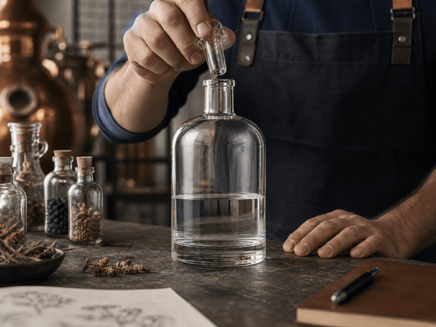 Gin Bottle used for distilleries releasing limited runs in a small-batch launches setting