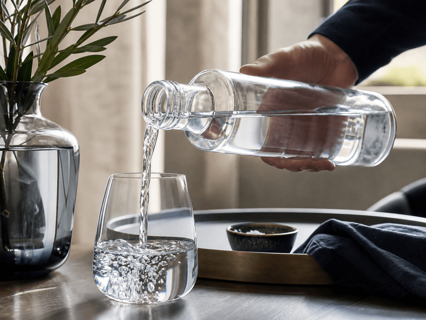 Glass Water Bottle used for bottles that must justify their price in a premium still water setting