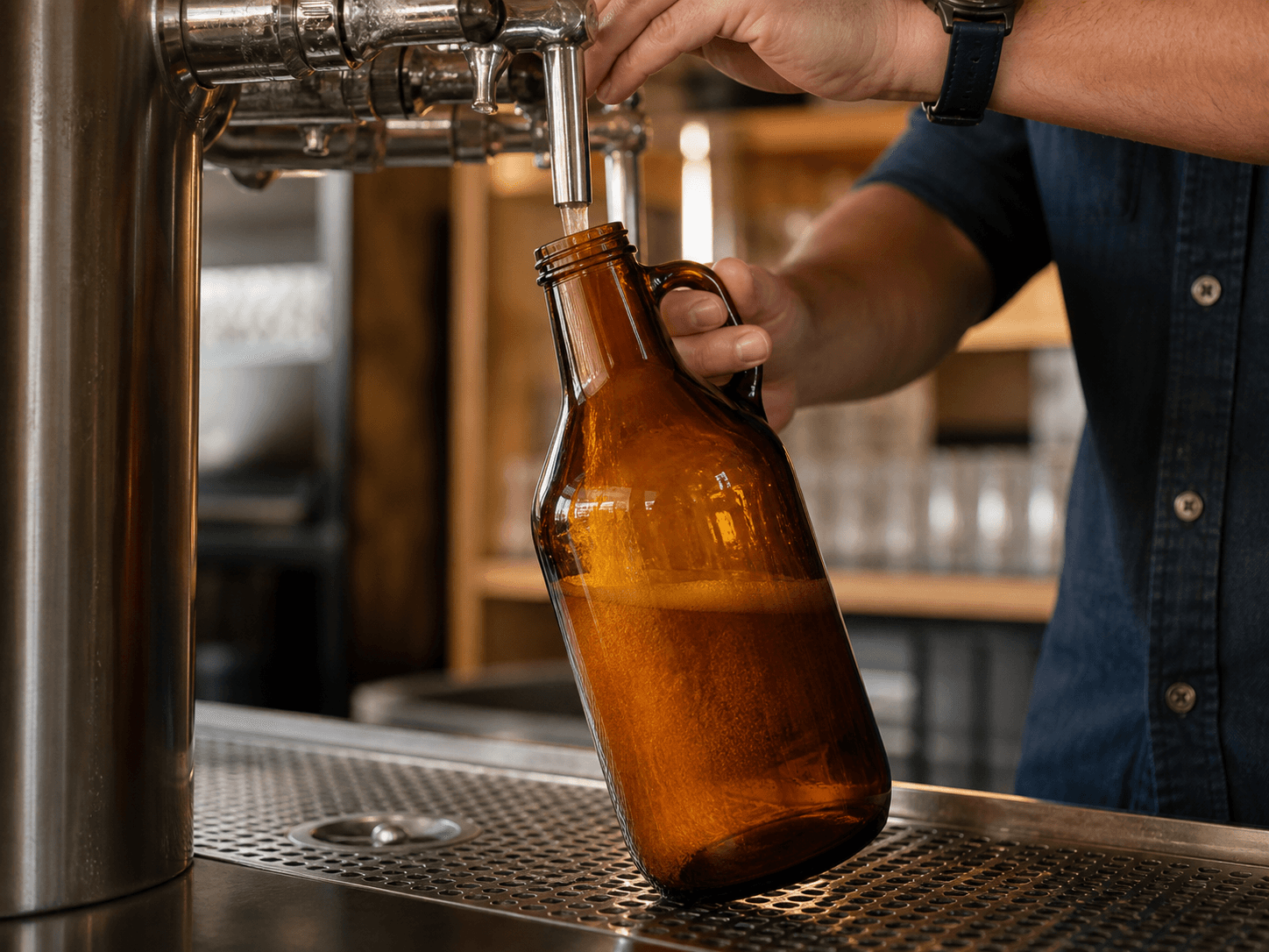Growler used for beer that will not keep for long in a short shelf life setting