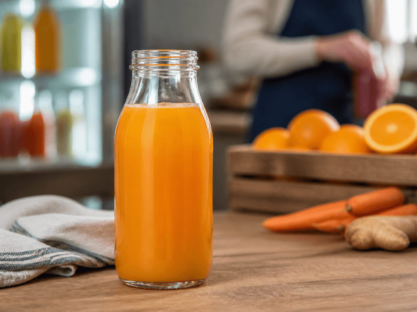 Juice Bottle used for bottles where color sells the product in a fruit juice setting
