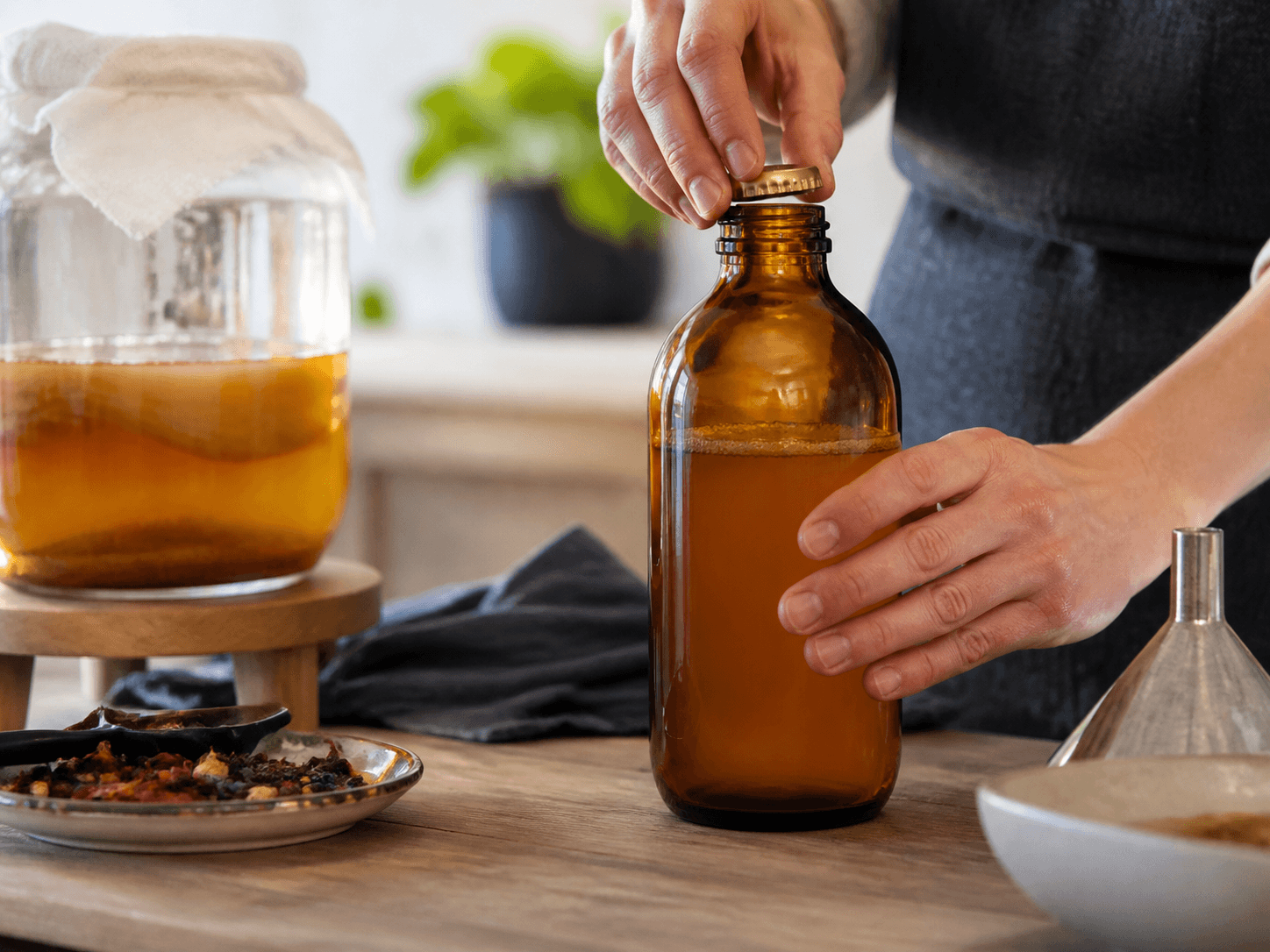 Kombucha Bottle used for bottles where pressure builds over time in a fermented tea setting