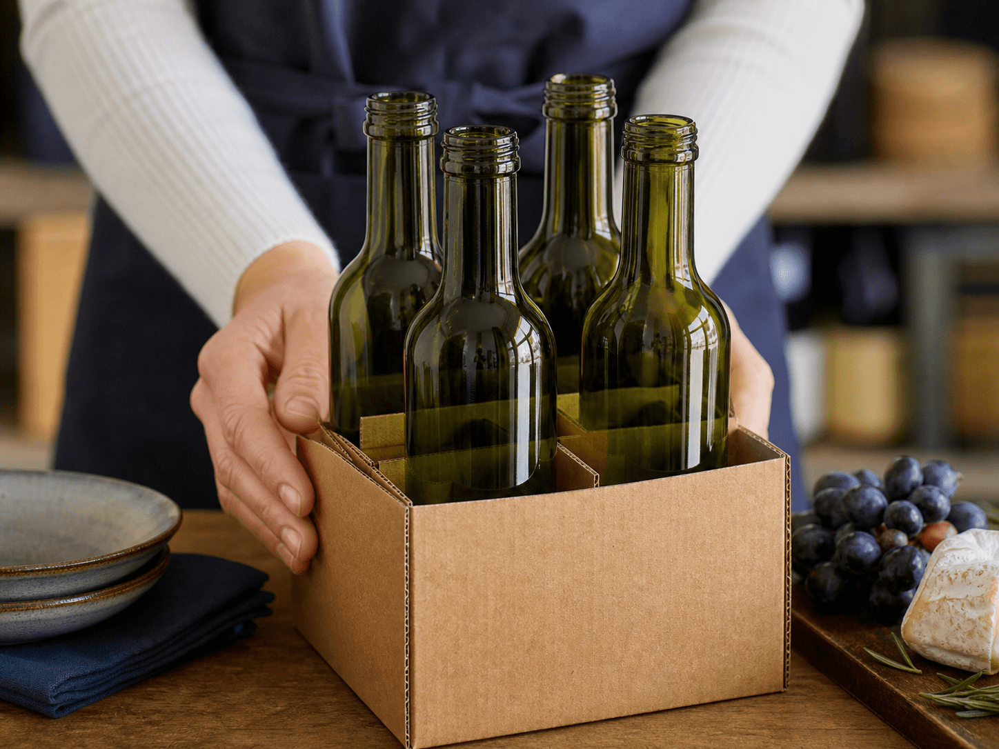 Mini Wine Bottle used for four small bottles sold together in a multipacks setting