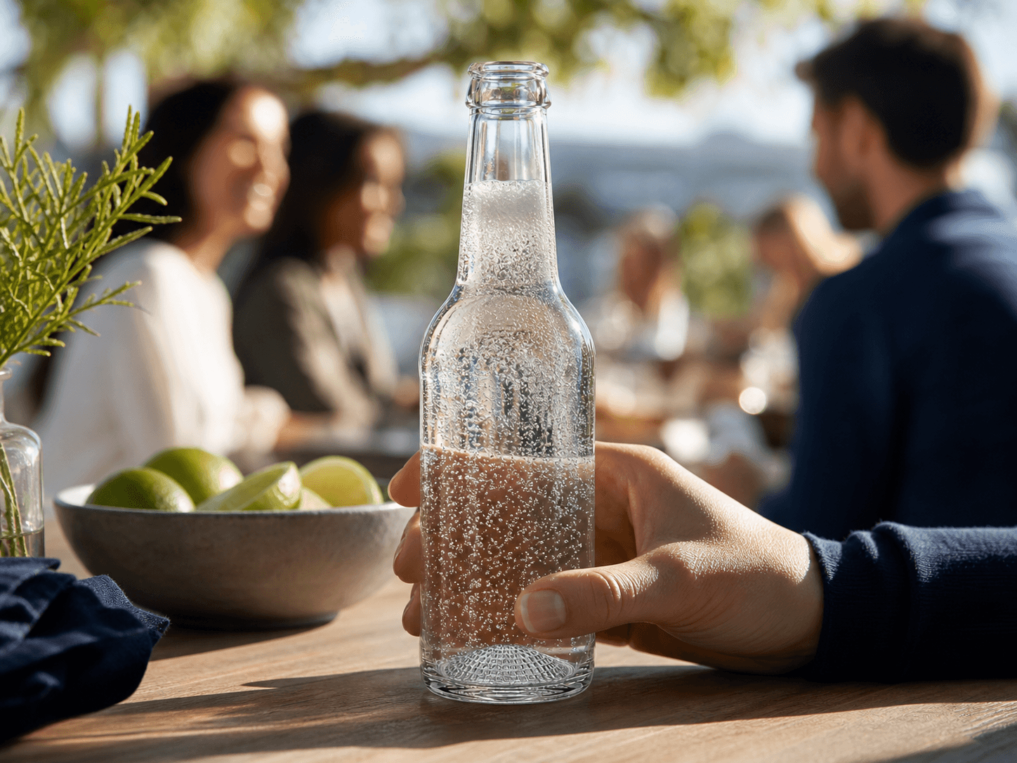 Nucleated-base Bottle used for seltzers & sparkling low-abv in a hard seltzer setting