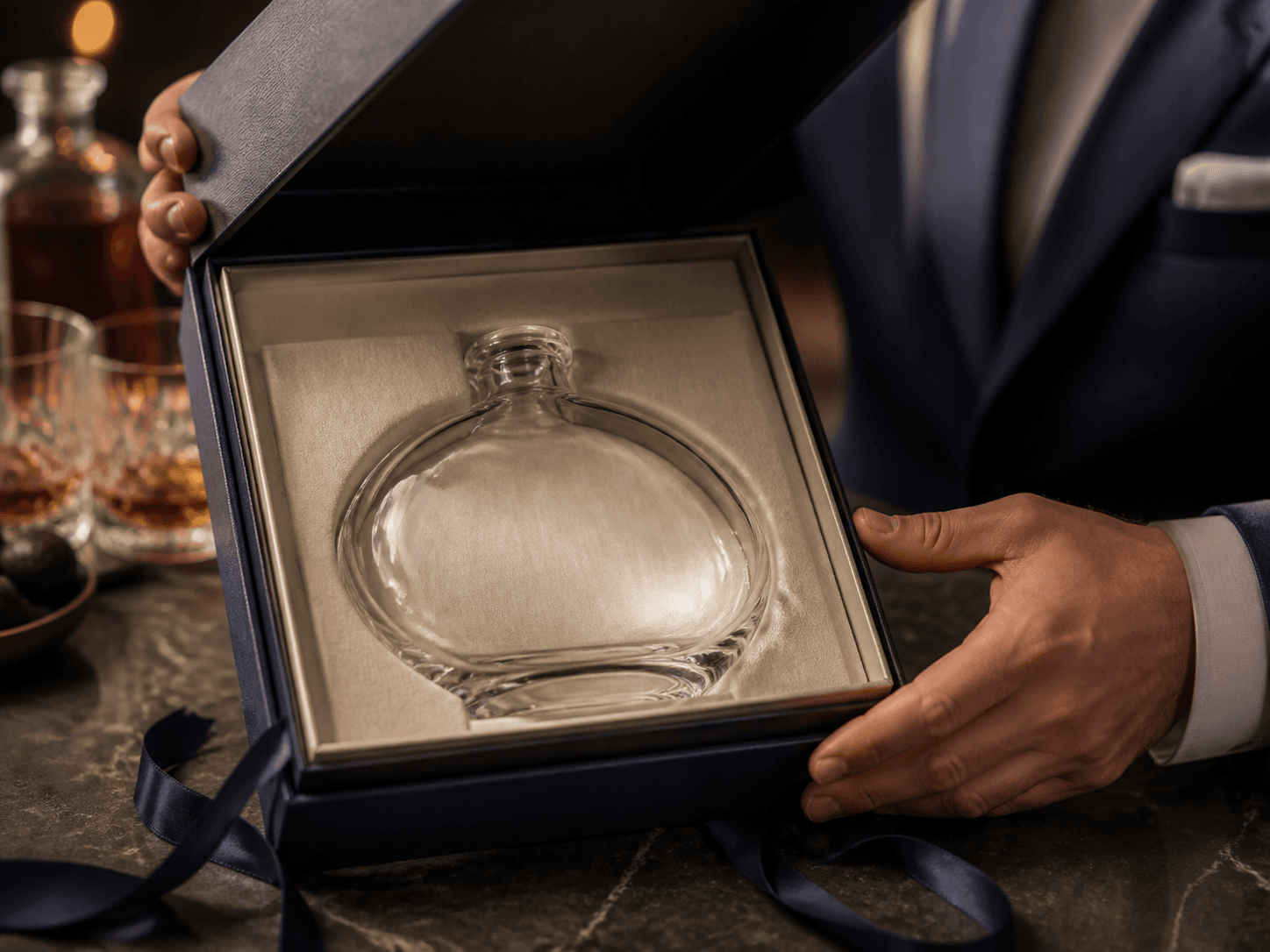 River-stone Bottle used for gift & luxury packaging in a presentation setting