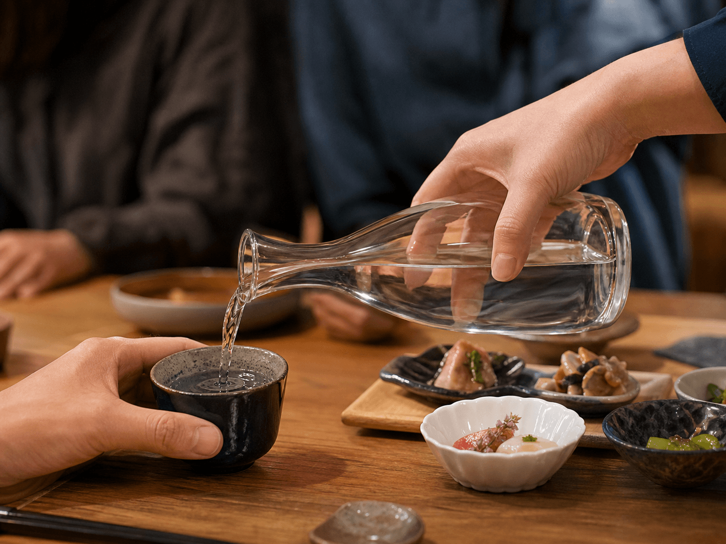 Sake Bottle used for vessels poured for guests at a table in a restaurant service setting