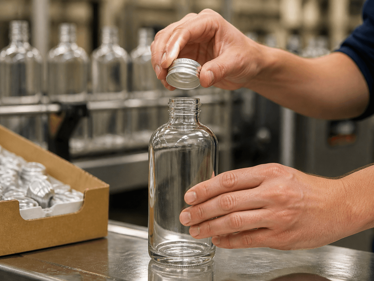 Screw-cap Bottle used for a cap that has to be found somewhere else in a supply disruptions setting