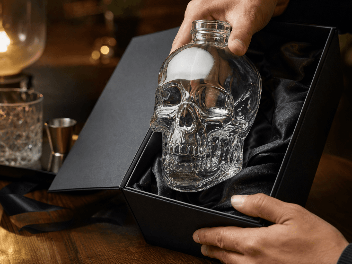 Skull Bottle used for gift sets & display formats in a collectible setting