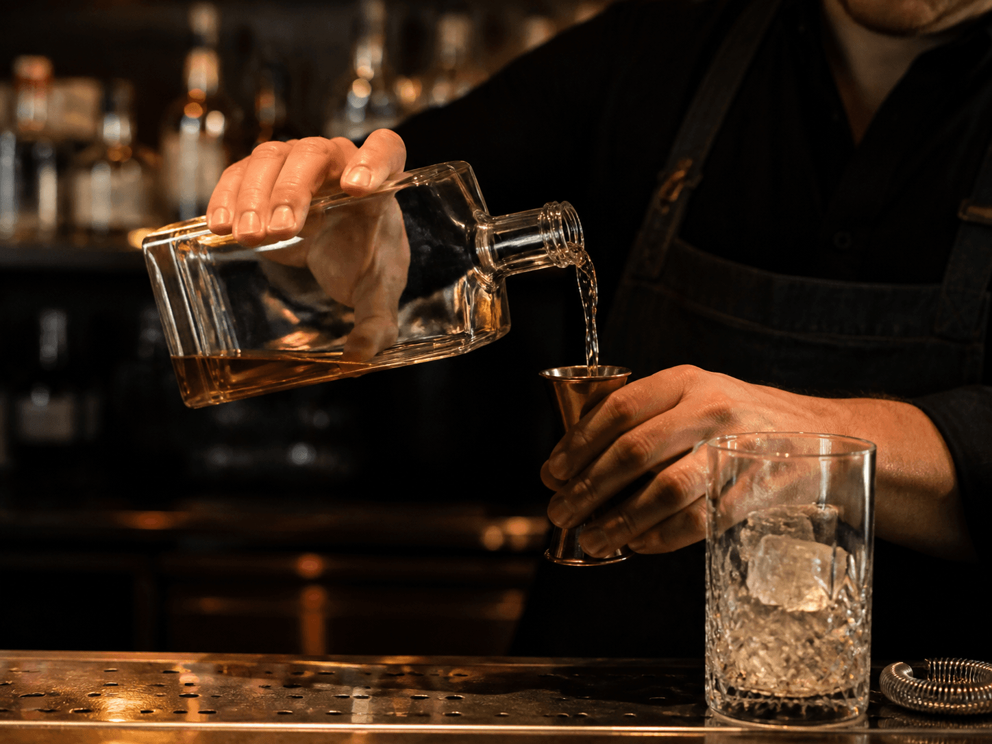 Whiskey Bottle used for bottles reached for on a back bar in a whiskey release setting