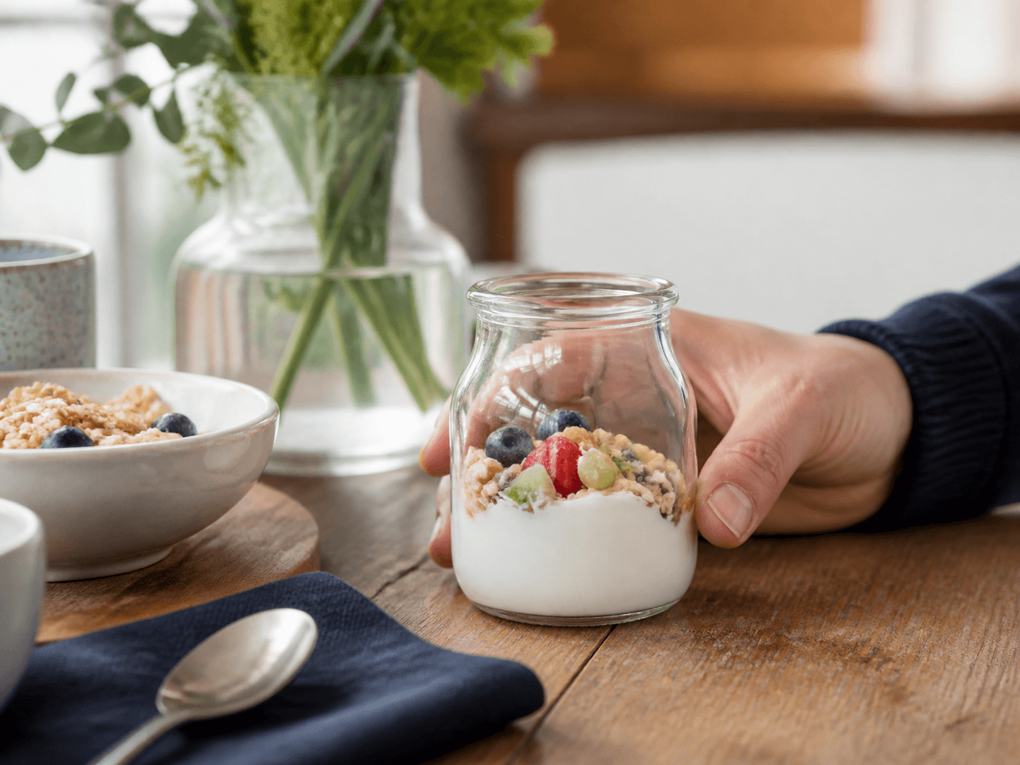 Yogurt Bottle used for glass pots kept and reused in a premium and café setting