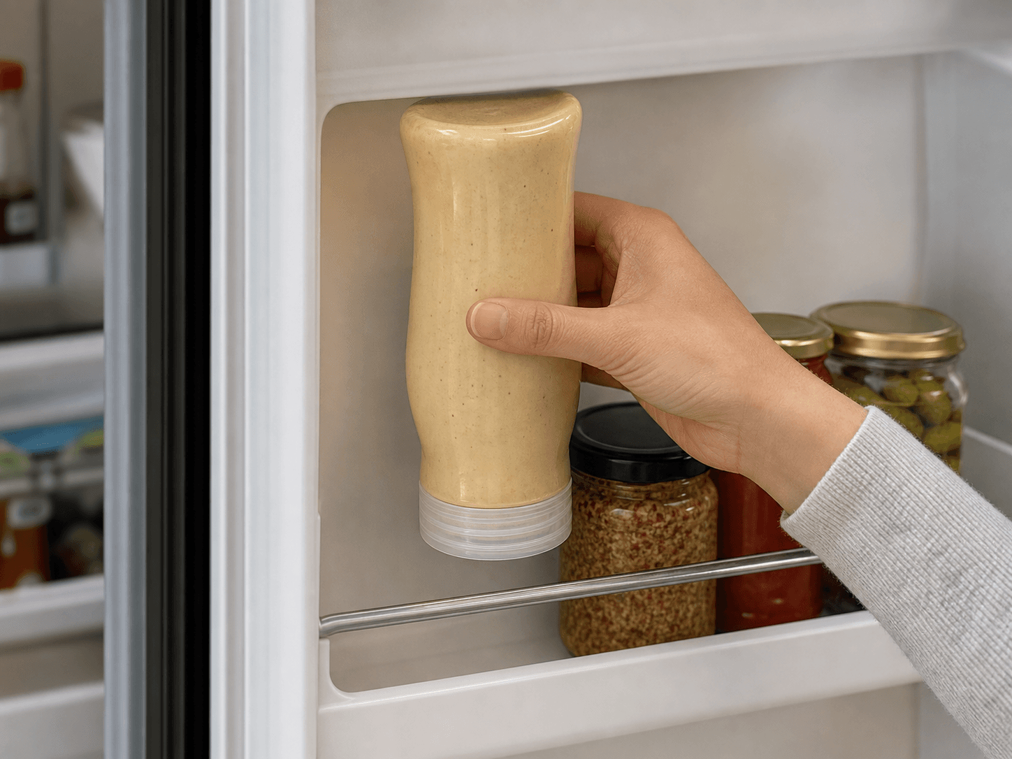 Drip-proof Liner used for a bottle stored upside down for months in a kitchen doors setting