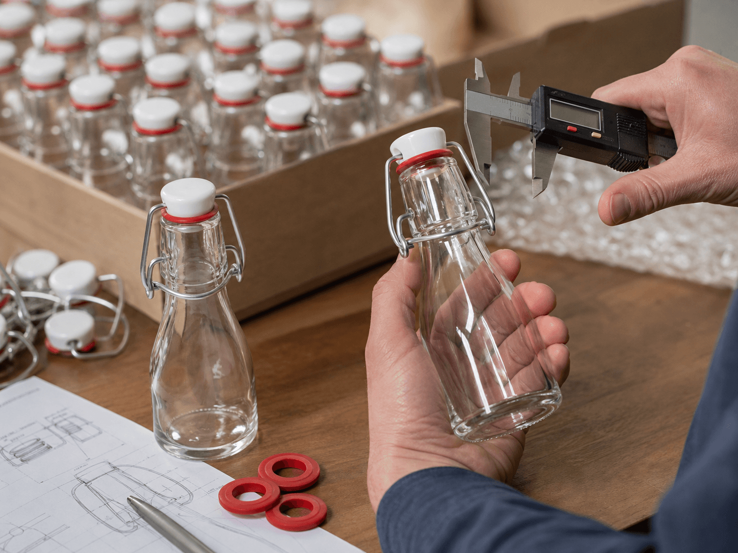 Swing-top Clip Closure used for a bottle or a frame sourced separately in a changing supplier setting