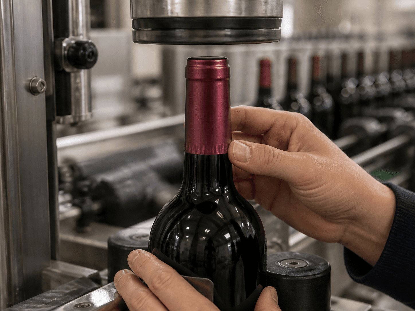 Wine Capsule used for capsules going on at a few thousand an hour in a end of the bottling line setting