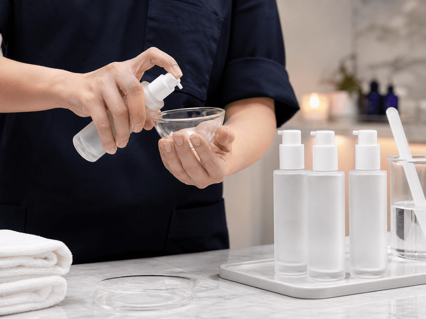 Serum Pump Bottle used for clinic, salon & refill formats in a professional & refill setting