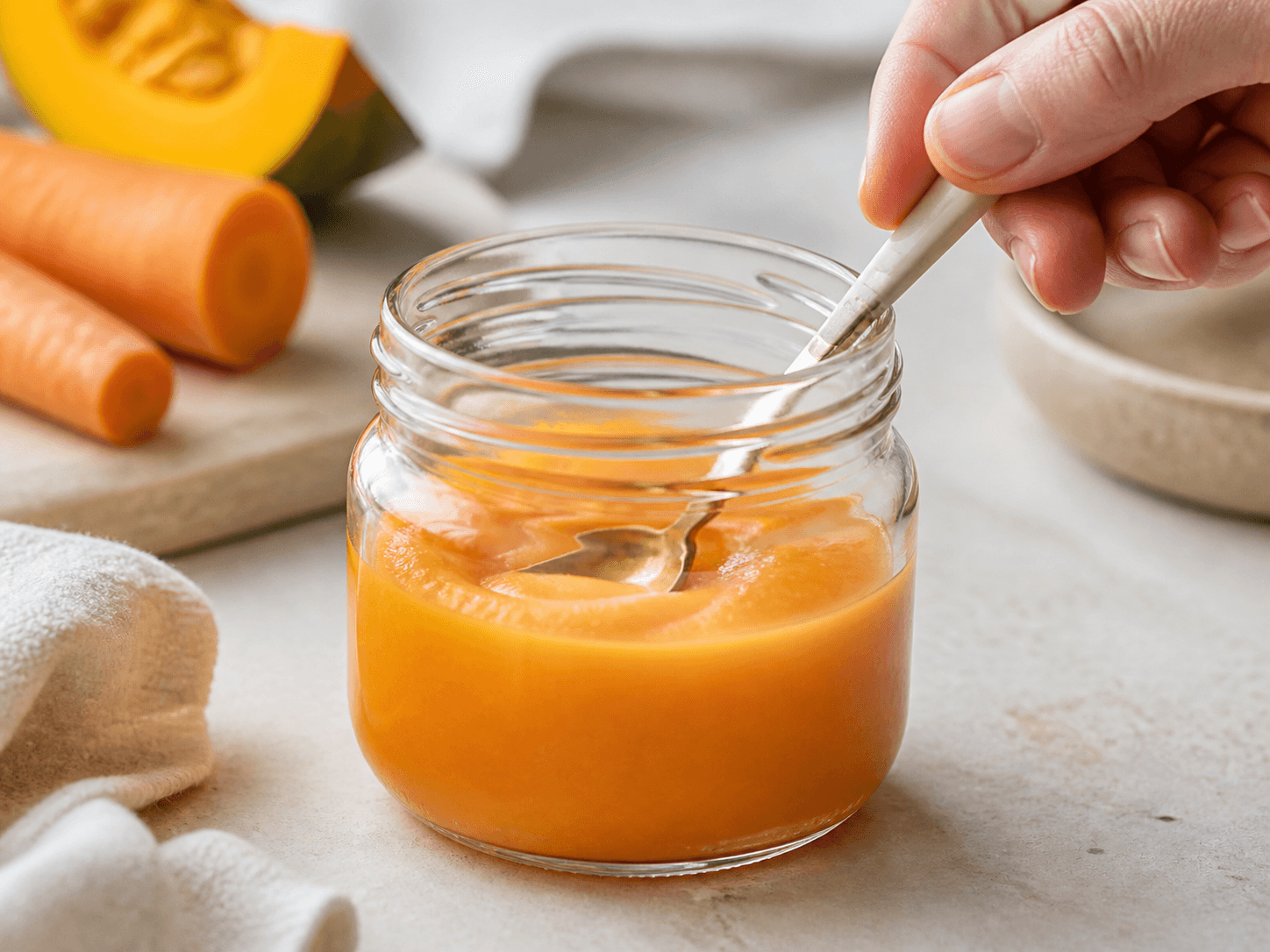 Baby Food Jar used for fruit, vegetable & single-ingredient recipes in a smooth purées setting