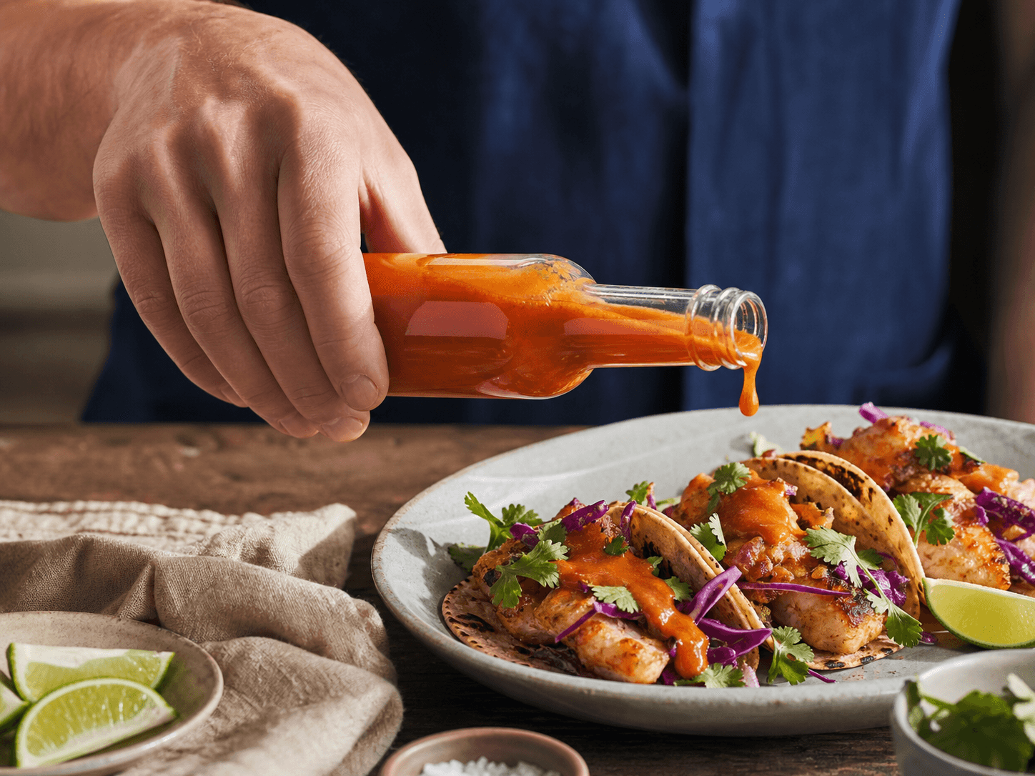 Chili Sauce Bottle used for smooth fermented hot sauce in a core table sauce setting