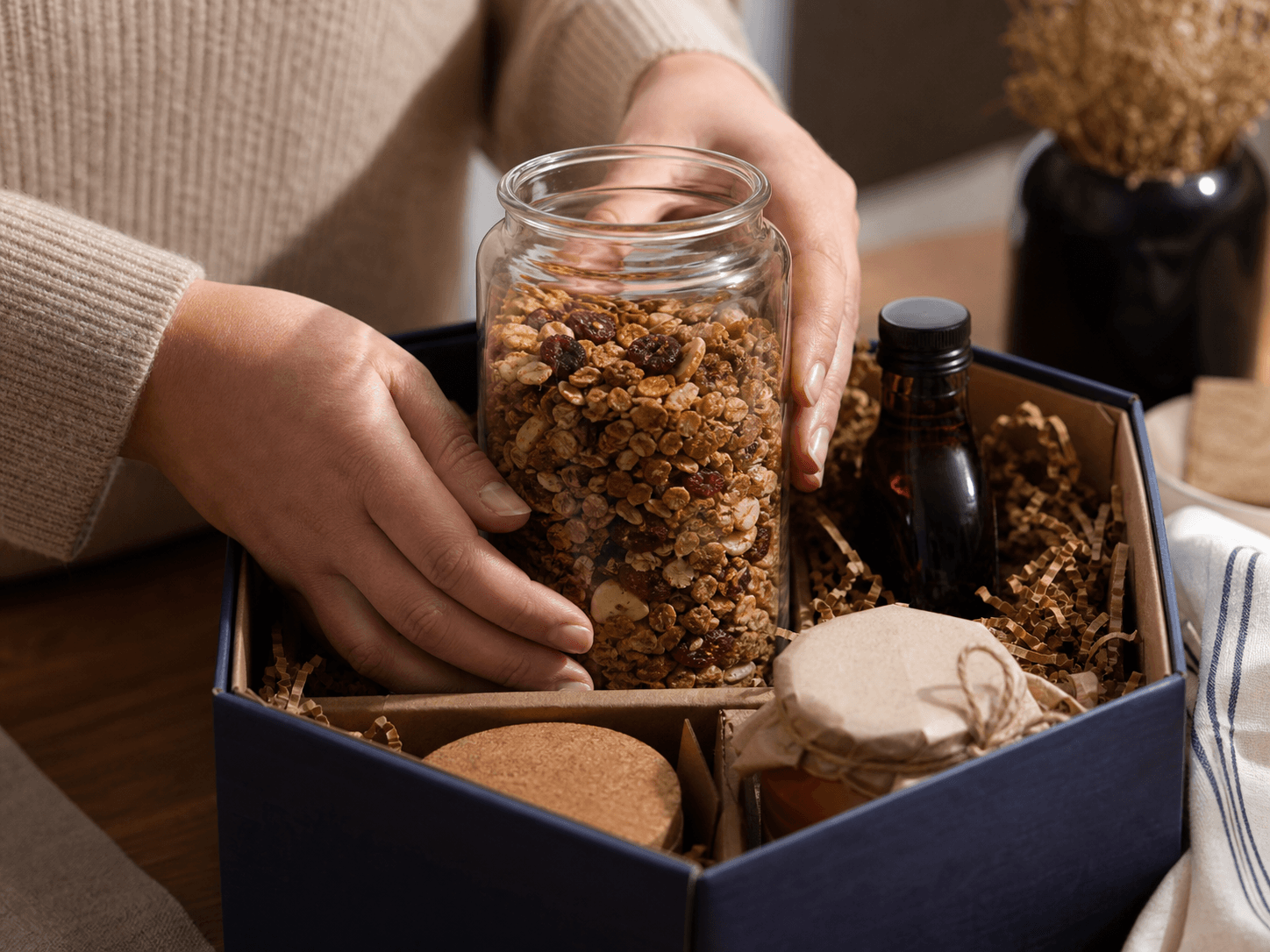 Cork-top Storage Jar used for specialty foods & curated sets in a gifting setting