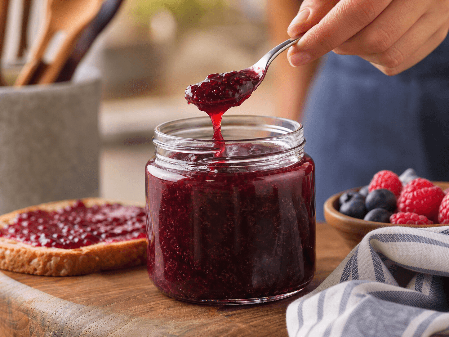 Economy Jar used for jam, jelly and fruit spread in a preserves setting