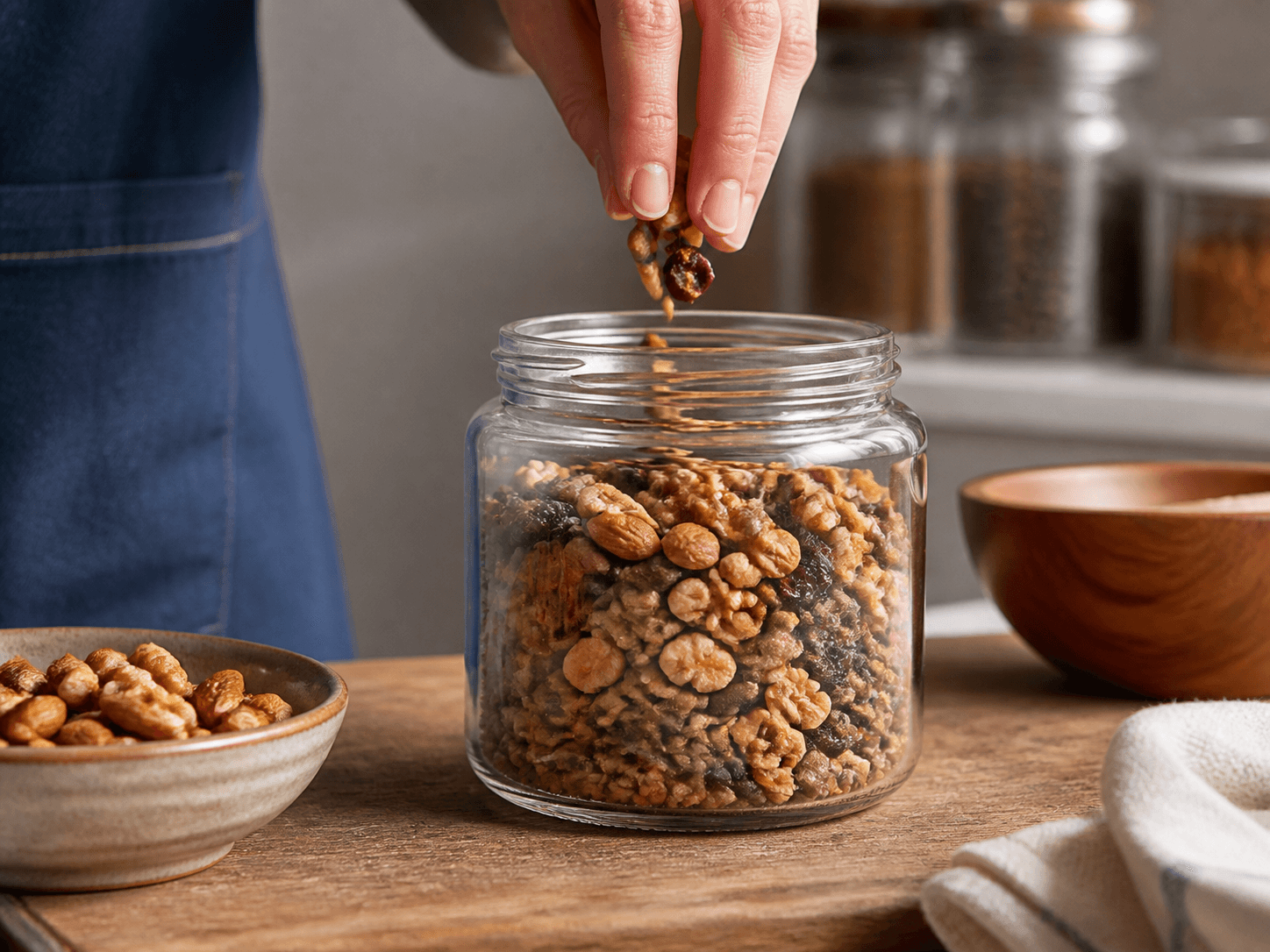 Economy Jar used for nuts, confectionery and seasoning blends in a dry pantry setting