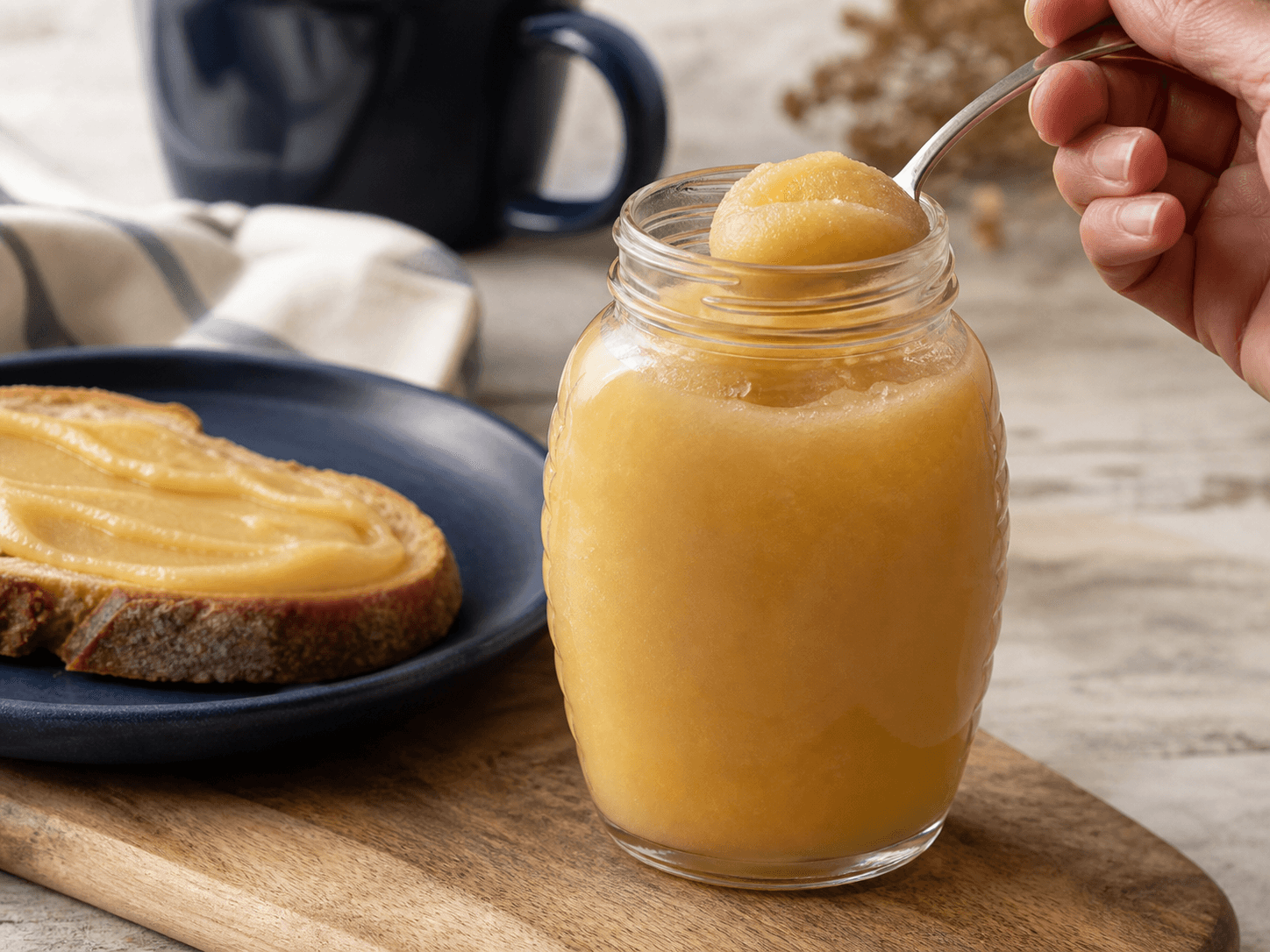 Queenline Honey Jar used for fine-crystal spoonable formats in a creamed honey setting