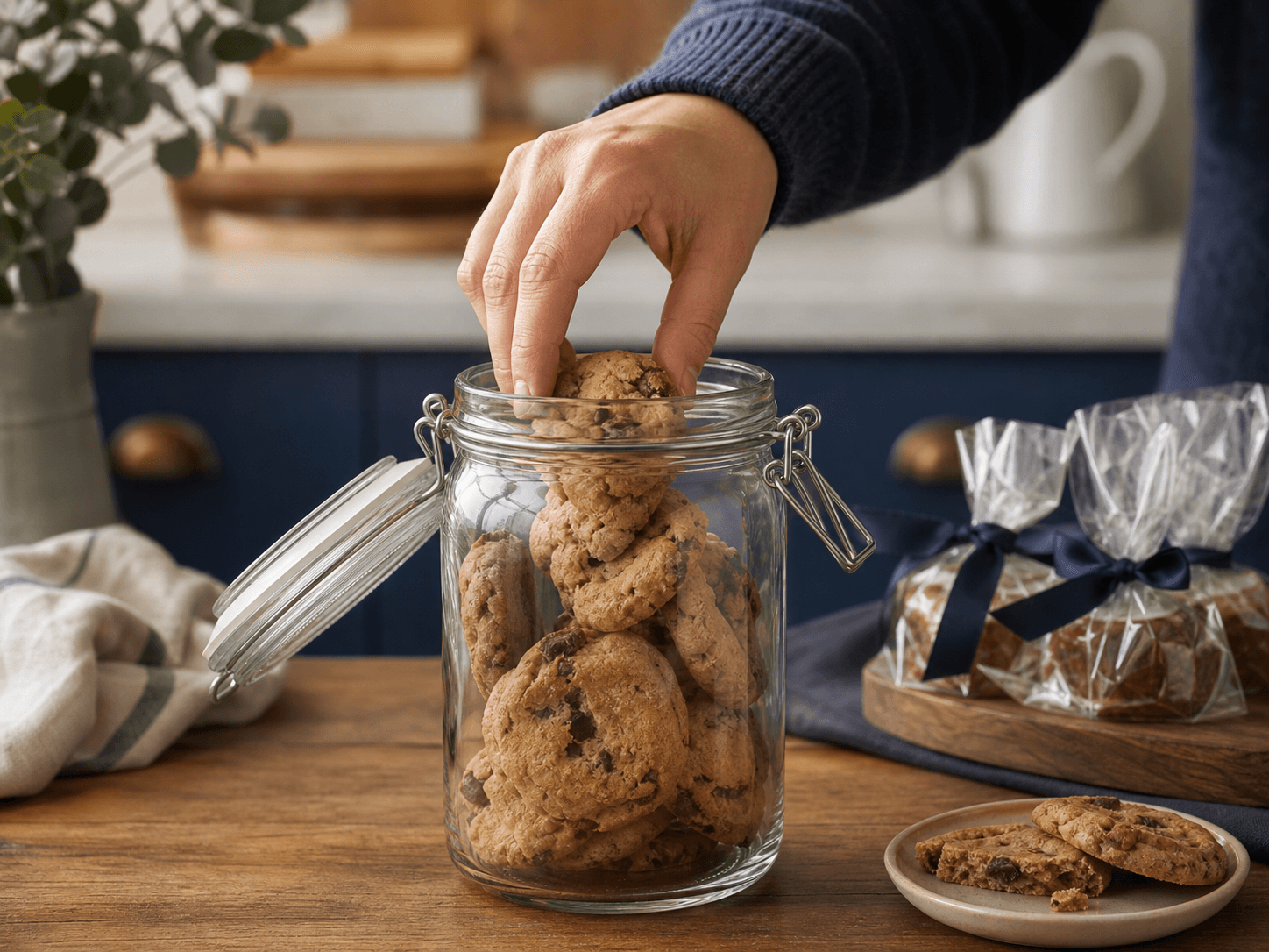 Swing-top / Clip-top Jar used for cookies, sweets & presentation packs in a specialty food setting