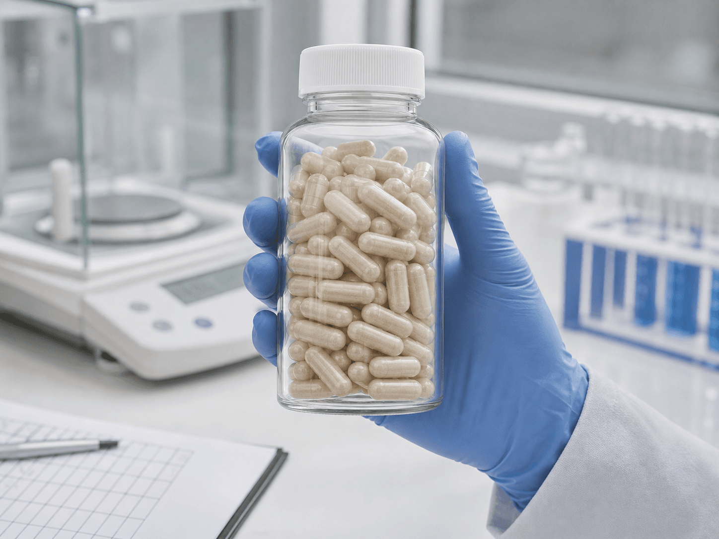 Capsule Bottle used for capsules judged through the glass in a visible quality setting