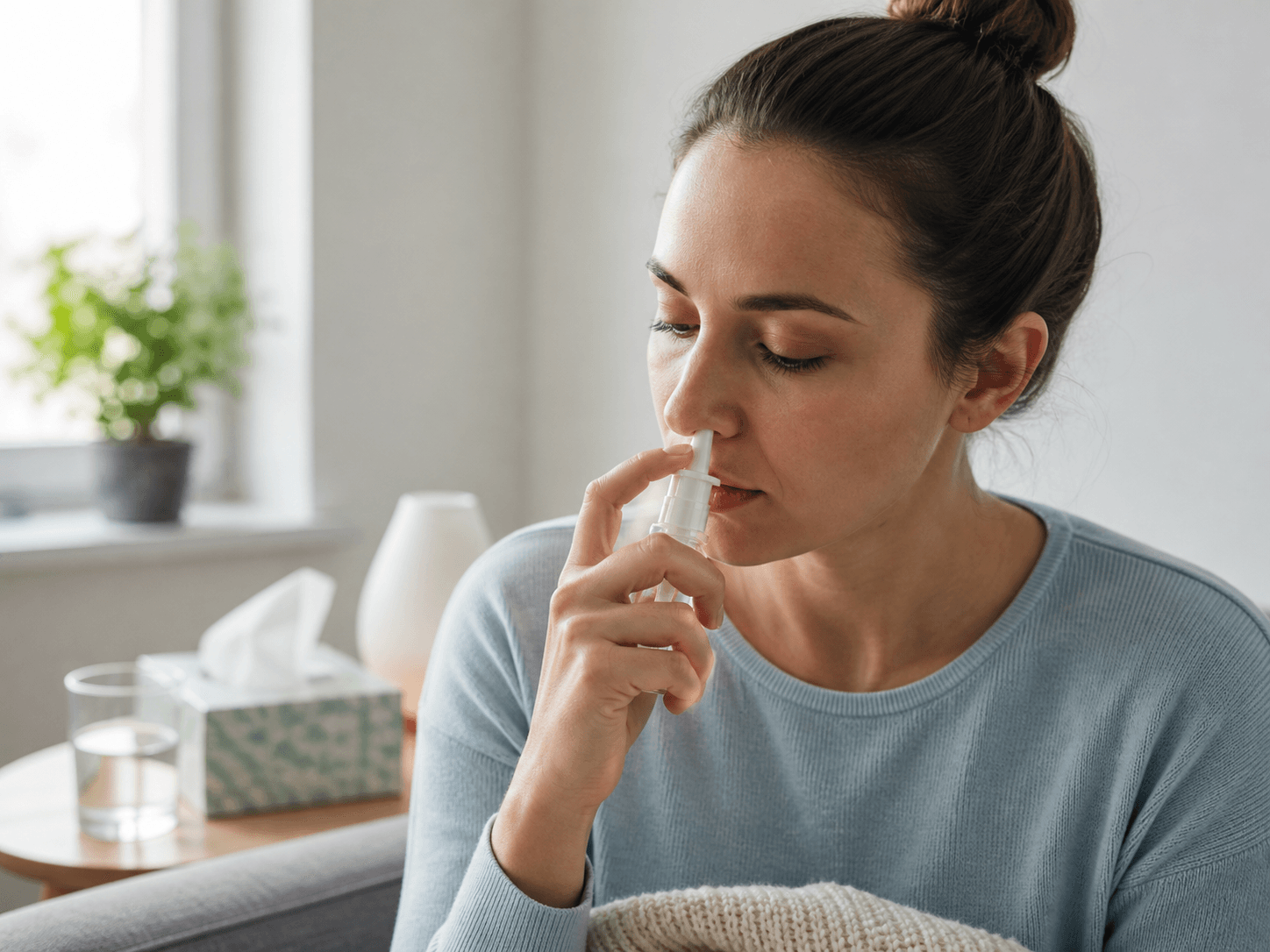 Nasal Spray Bottle used for sprays used at home for congestion or allergy in a self-administration setting