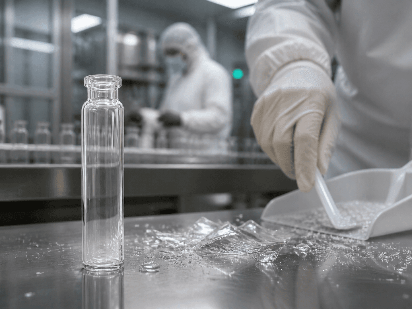 Tubular Vial used for a break nobody can simply sweep up in a aseptic rooms setting