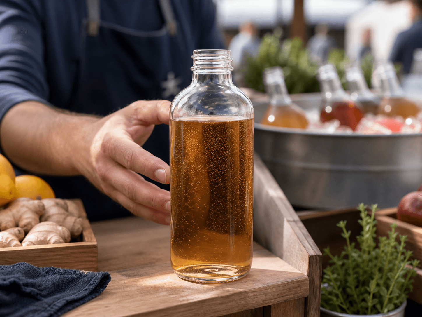 Boston Round Bottle used for a product going to market in weeks in a first launches setting