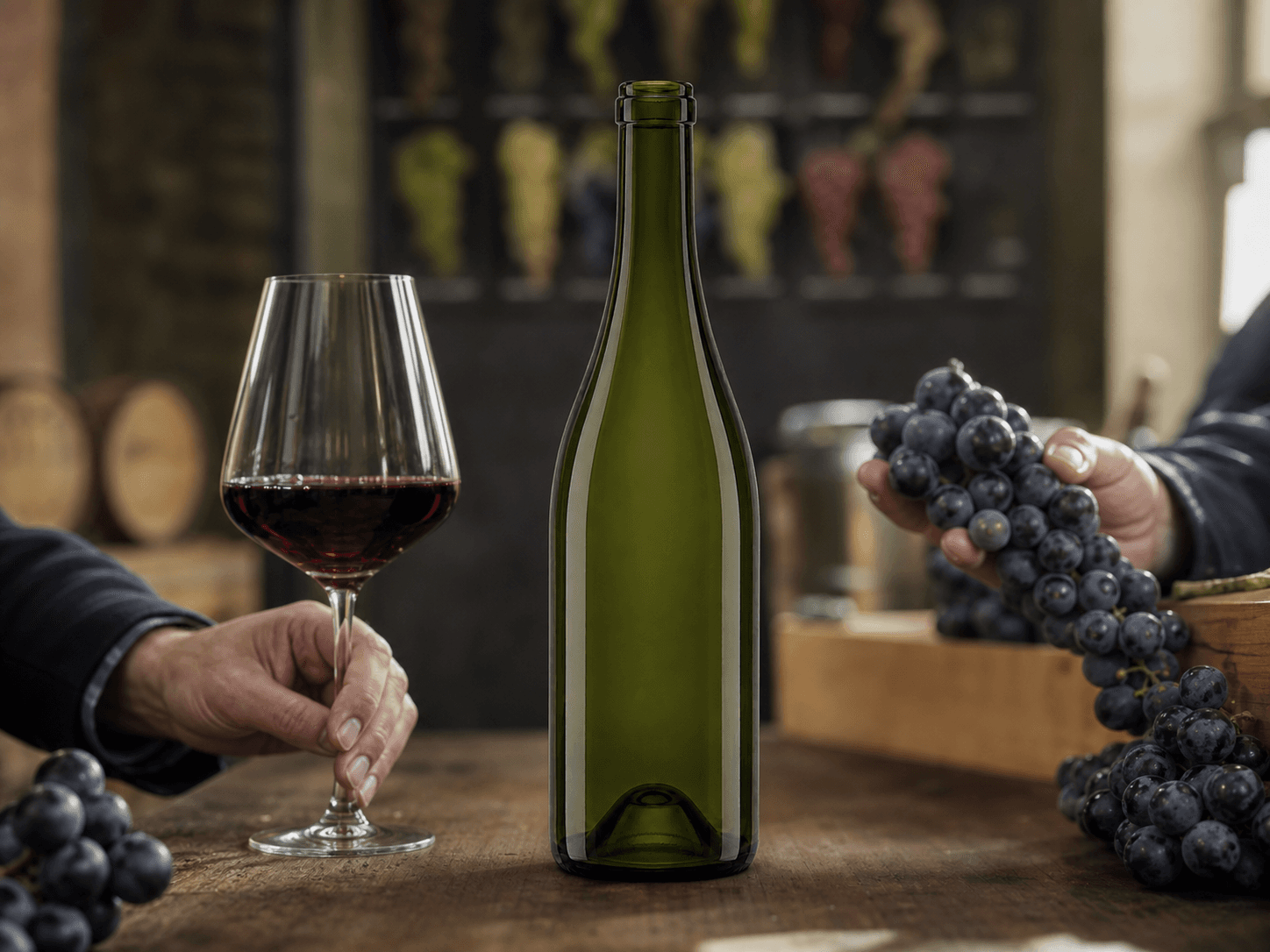 Burgundy Bottle used for bottles signalling a grape variety in a still wine setting