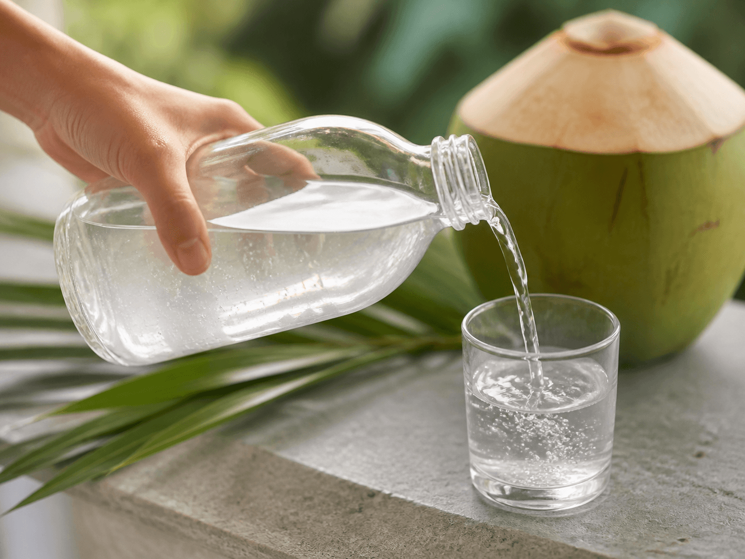 Coconut Water / Electrolyte Bottle used for coconut water & natural isotonics in a natural hydration setting