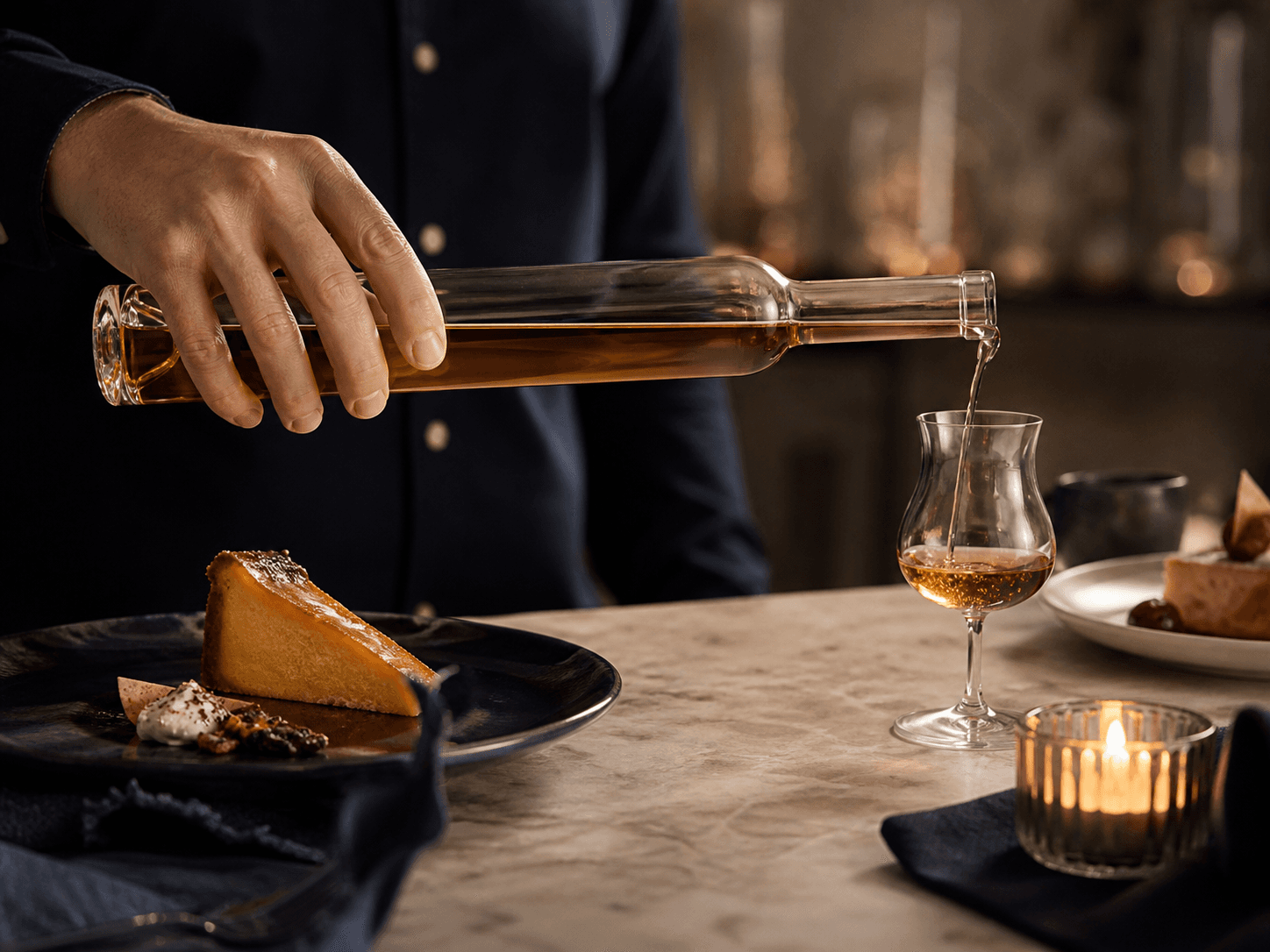 Ice Wine Bottle used for small bottles poured in tiny measures in a dessert wine setting