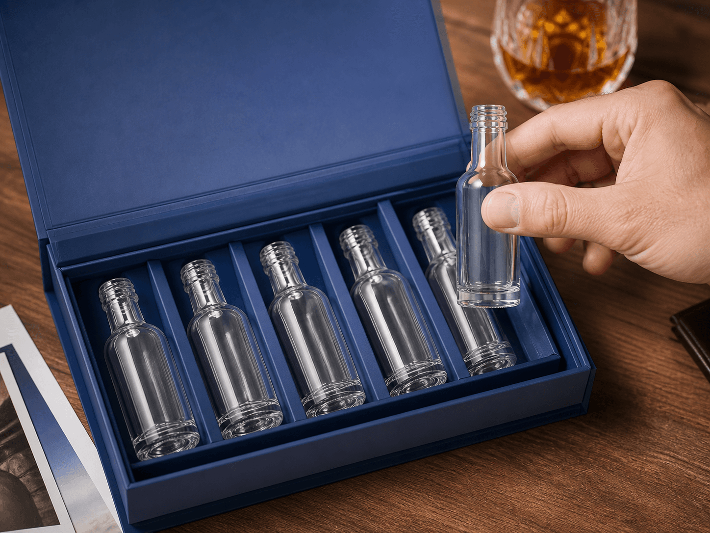 Miniature Spirit Bottle used for miniatures collected in presentation packs in a gift sets setting