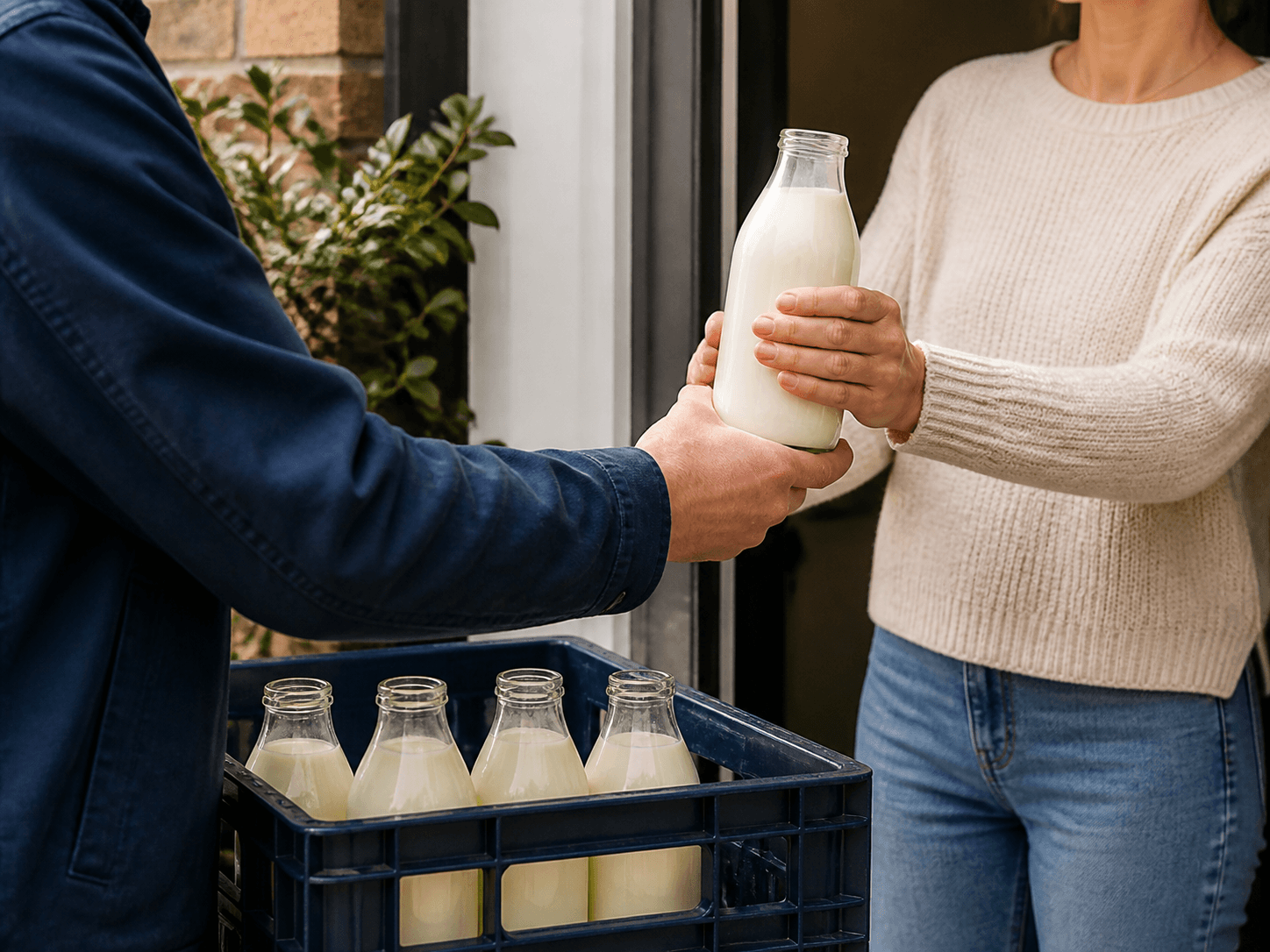 Plant-milk Bottle used for doorstep & refill schemes in a local & returnable setting