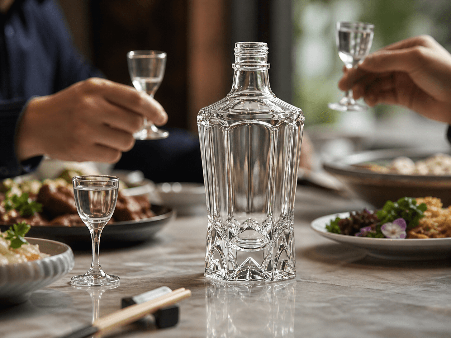 Premium Custom Baijiu Bottle used for bottles recognized without a label in a brand identity setting