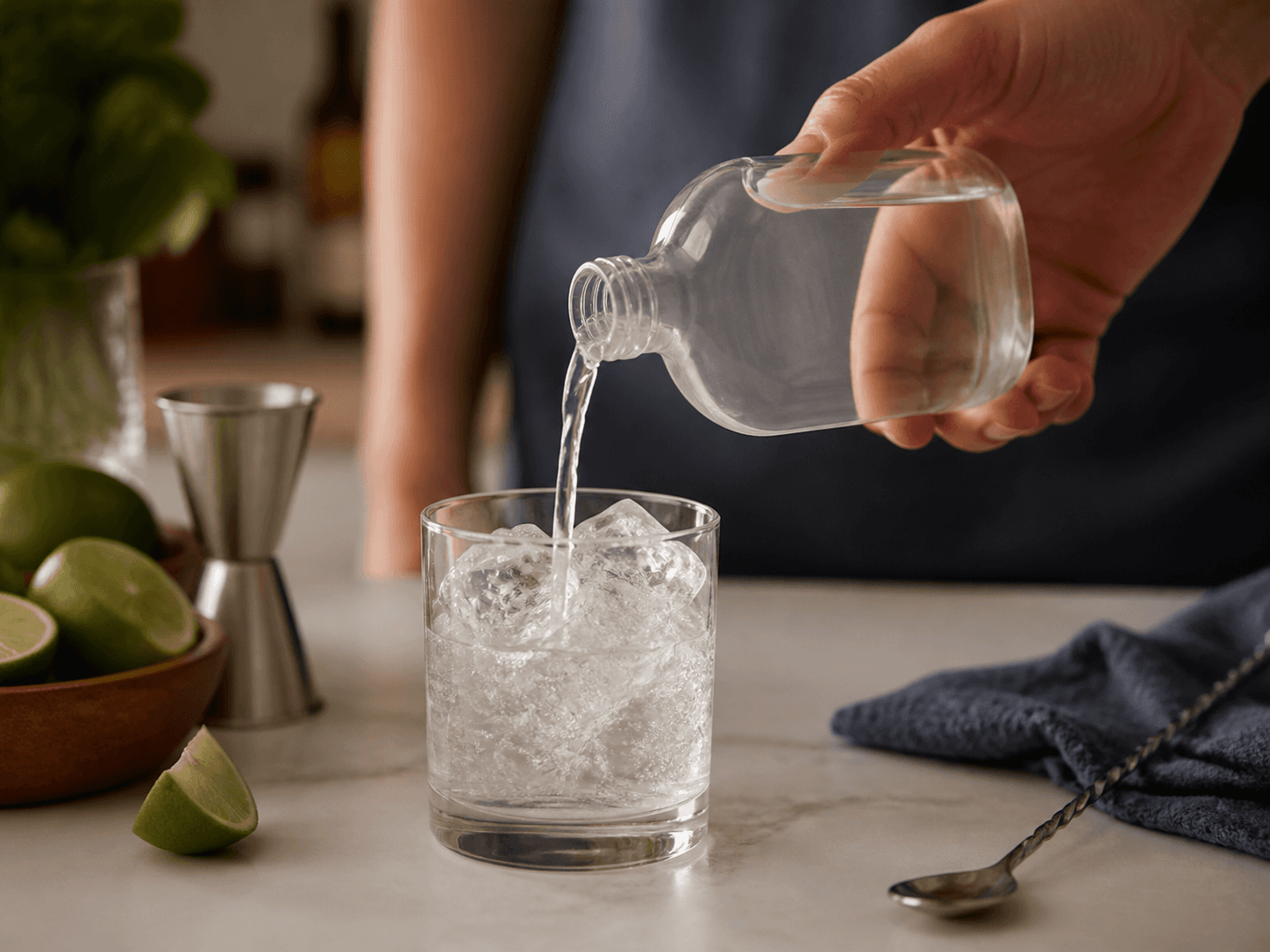 RTD Cocktail Bottle used for bottles poured over ice at home in a single-serve cocktails setting