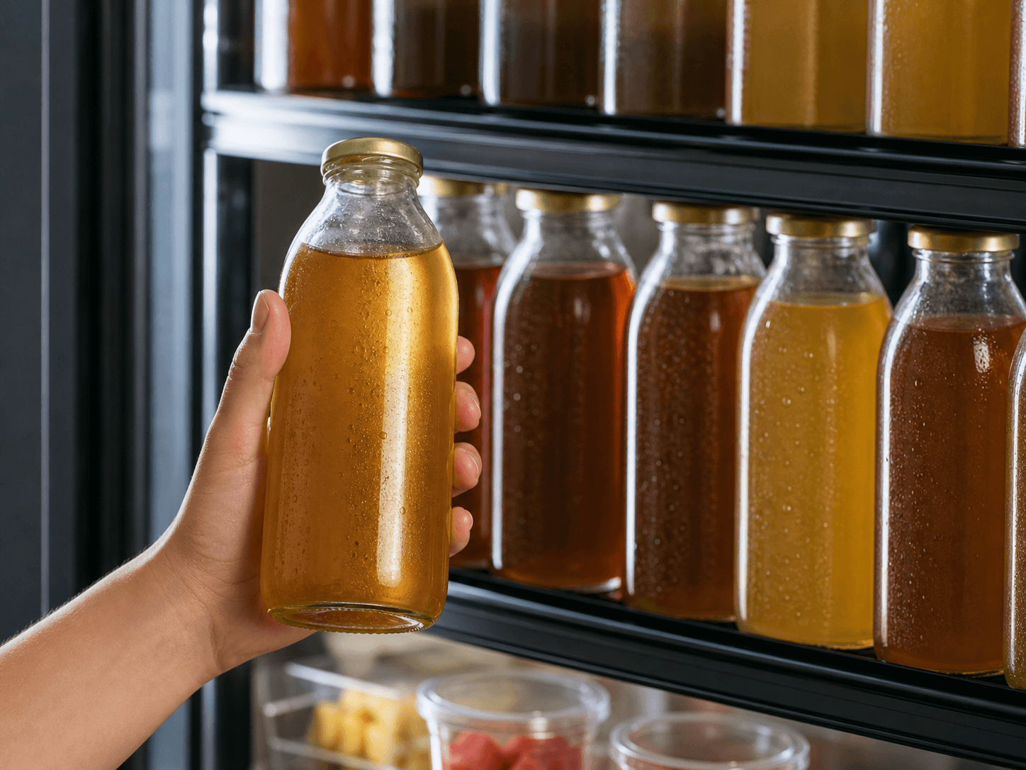 RTD Tea Bottle used for bottles chosen by the color of the liquid in a iced tea setting