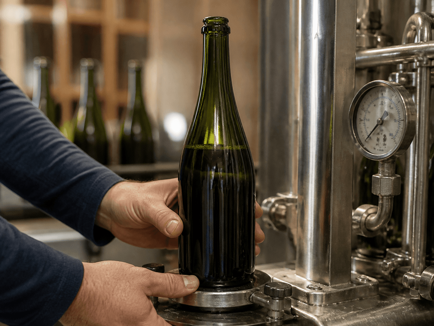 Sparkling Wine Bottle used for bottles filled under pressure in a tank and traditional method setting