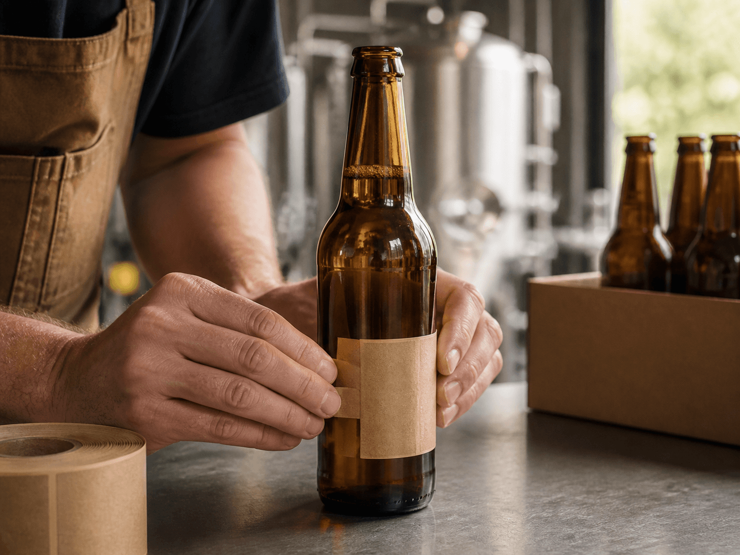 Standard Beer Bottle used for labels doing the differentiating in a craft brewing setting