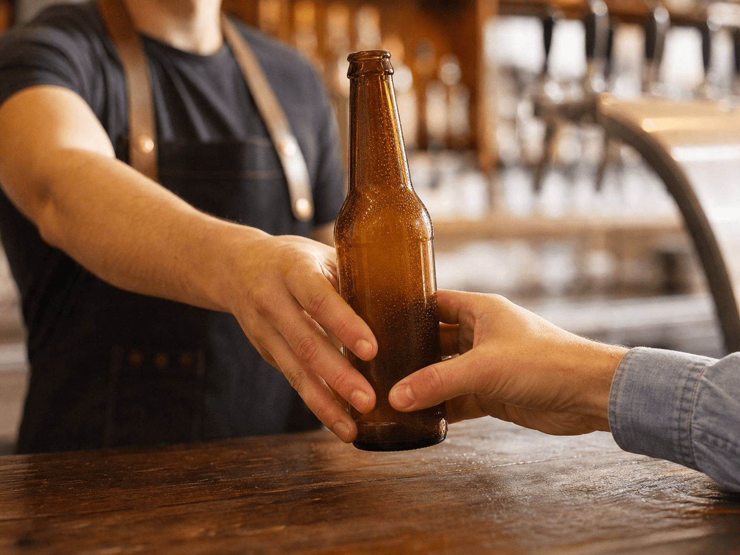 Standard Beer Bottle used for bottles opened and handed over in a bar service setting