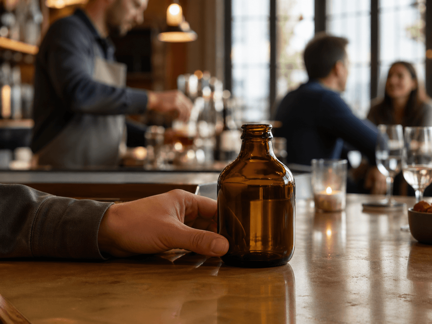 Stubbie Beer Bottle used for alcohol-free & session formats in a low & no alcohol setting