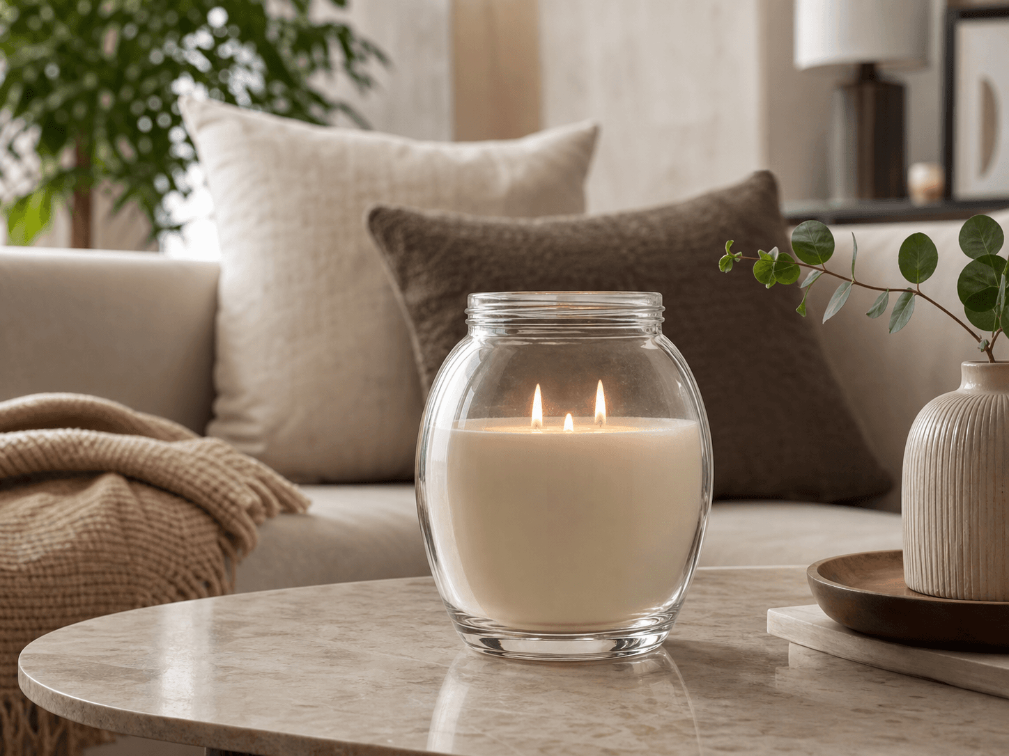 Belly / Bubble Candle Jar used for statement pieces for a living room in a signature candles setting