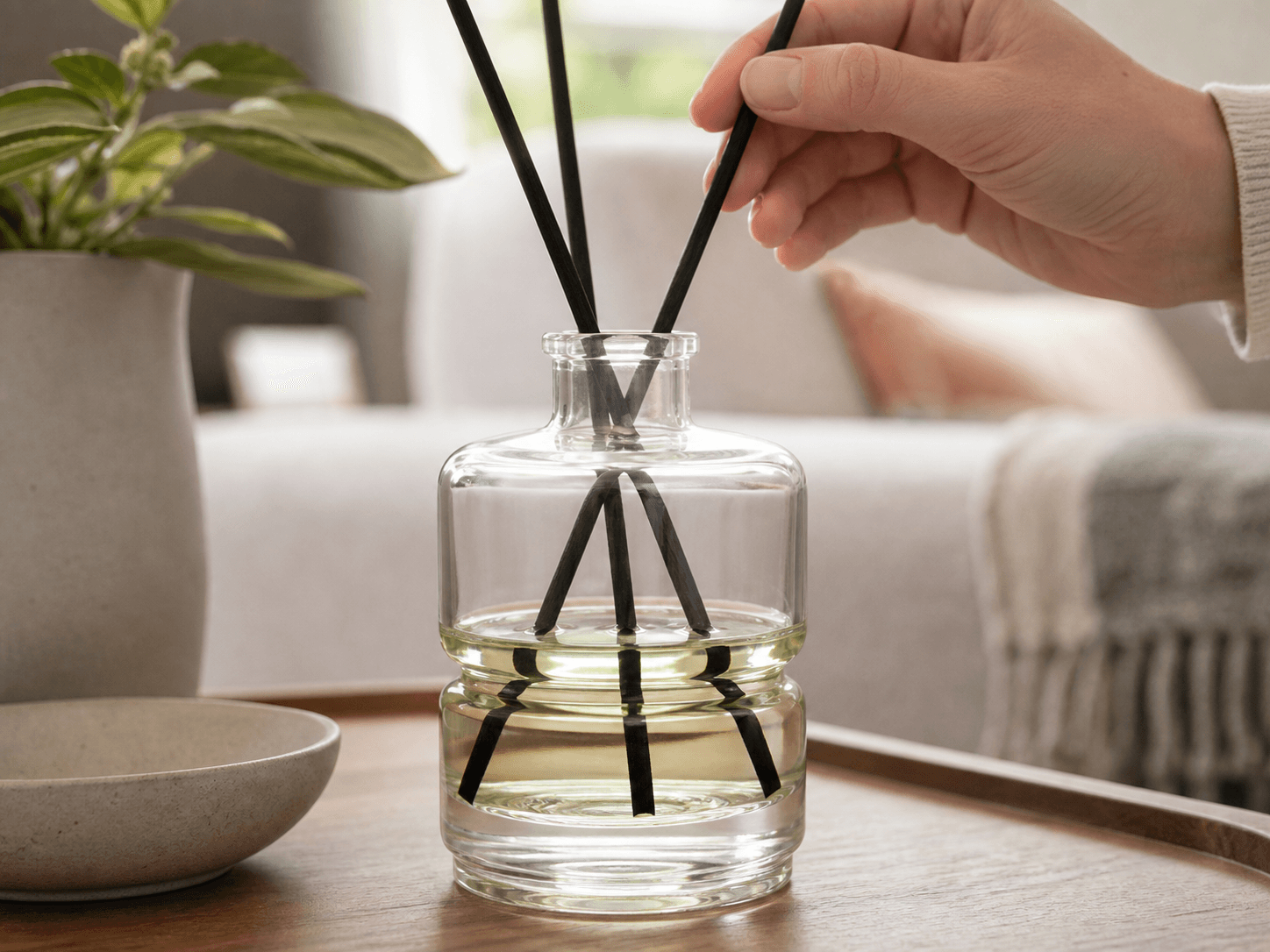 Layered Diffuser Bottle used for a bottle that looks half gone too soon in a the first month setting
