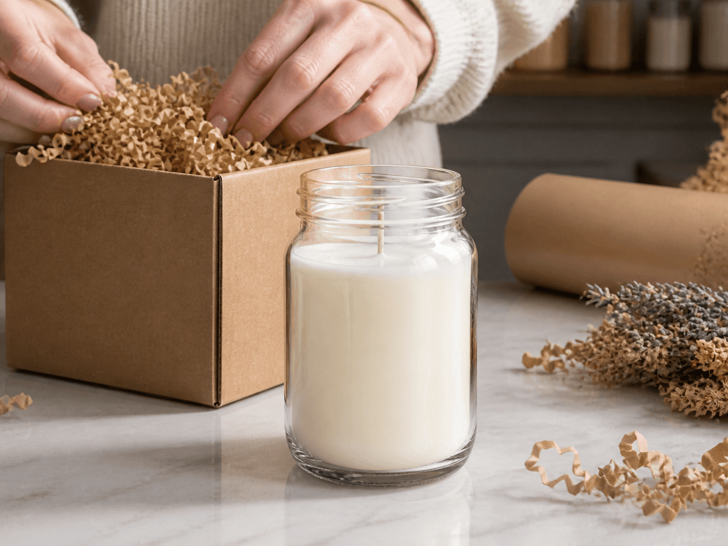 Mason Jar Candle used for sealed jars for markets and gifts in a lidded gifting setting