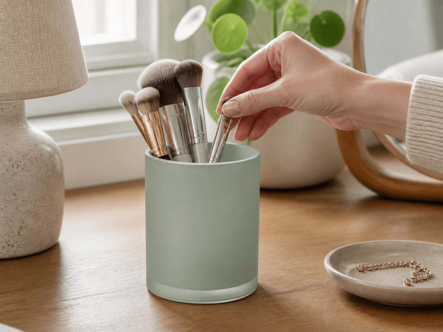 Matte Colored Candle Jar used for the jar kept after the wax is gone in a desks and windowsills setting