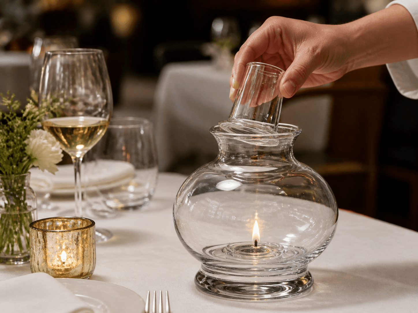 Oil Lamp / Candle Holder used for restaurants, hotels and events in a hospitality setting